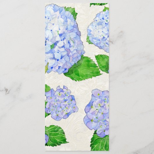 Menu Dinner - Blue Hydrangea Lace Floral Formal (Achterkant)