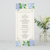 Menu Dinner - Blue Hydrangea Lace Floral Formal (Staand voorkant)
