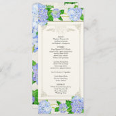 Menu Dinner - Blue Hydrangea Lace Floral Formal (Voorkant / Achterkant)