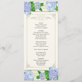 Menu Dinner - Blue Hydrangea Lace Floral Formal