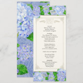 Menu Dinner - Blue Hydrangea Lace Floral Formal (Voorkant / Achterkant)
