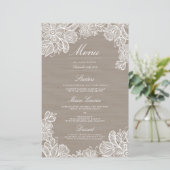 Menu Dinner Burlap en Lace Wedding (Staand voorkant)