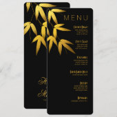 Menu Dinner Glam Bamboe Leaves Gold Foil | zwart (Voorkant / Achterkant)