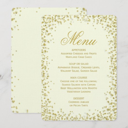 Menu Dinner | Glitter glitter voor goudConfetti (Voorkant / Achterkant)