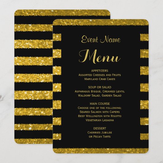 Menu Dinner | Goud en zwarte stropen (Voorkant / Achterkant)