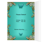 Menu Dinner Kaart Gold Blauwgroen Blue Butterfly (Binnen (Links))