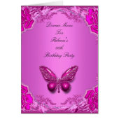 Menu Dinner Kaart Pink Butterfly Floral (Voorkant)