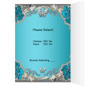 Menu Dinner Kaart Silver Blue Butterfly (Binnen (Links))