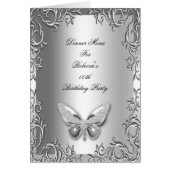 Menu Dinner Kaart Silver Grey Butterfly Floral (Voorkant)
