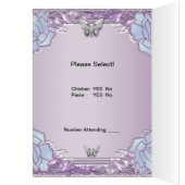 Menu Dinner Kaart Silver Lila Mauve Butterfly (Binnen (Links))
