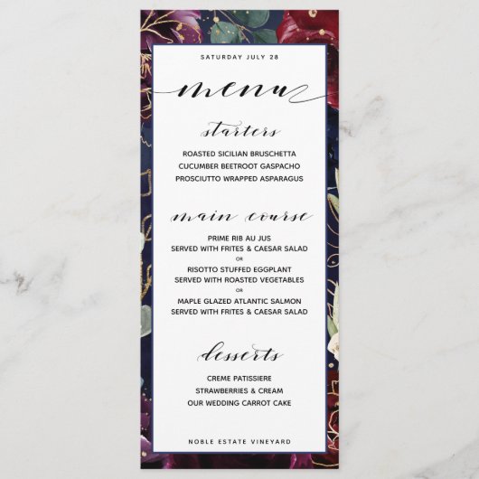 Menu Dinner van de Bourgogne (Voorkant)