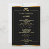Menu Dinner van zwart-wit en Gold Medical Afstuder Kaart (Voorkant)