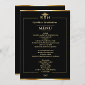 Menu Dinner van zwart-wit en Gold Medical Afstuder Kaart (Voorkant / Achterkant)