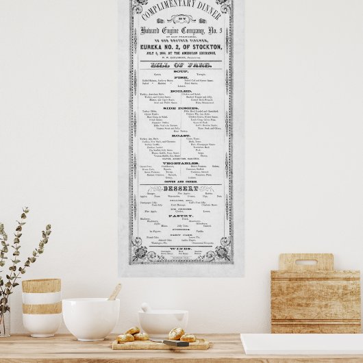 MENU DINNER voor FIREMEN 1856 Poster (Keuken)