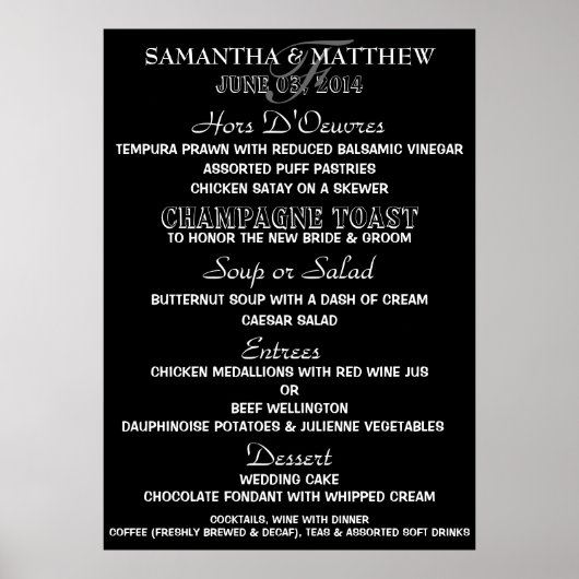 Menu DIY Black/white party Poster (Voorkant)