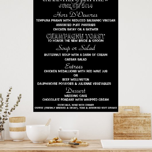 Menu DIY Black/white party Poster (Keuken)