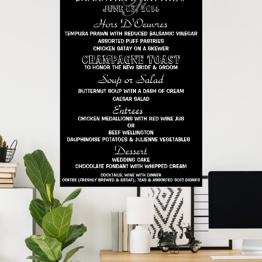 Menu DIY Black/white party Poster (Thuiskantoor)