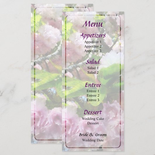 Menu Double Cherry Blossom Wedding (Voorkant / Achterkant)