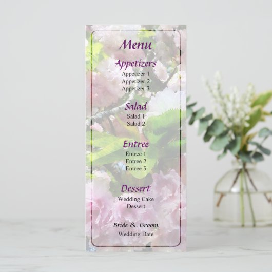 Menu Double Cherry Blossom Wedding (Staand voorkant)