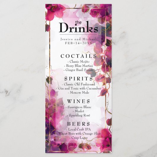 Menu & Drink Fuchsia Betovering: Waterverf (Achterkant)