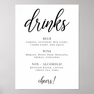 Menu Drink zwart-wit Poster