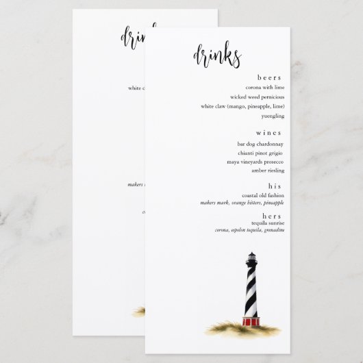 Menu Drinken kust (Voorkant / Achterkant)