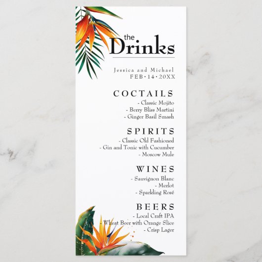 Menu & Drinken Paradijsvogels Bliss (Achterkant)