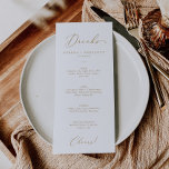 Menu Drinken van de gouden bruiloft<br><div class="desc">Deze delicate gouden trouwbar drink menukaart is perfect voor een moderne bruiloft. Het romantische minimalistische ontwerp is voorzien van een mooie en elegante gouden champagne-gele typografie op een witte achtergrond met een schone en eenvoudige look. Dit menu kan voor een trouwreceptie, een repetitief diner, of om het even welke gebeurtenis...</div>