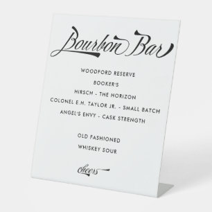 Menu Drinken voor chic Retro Bourbon Bar Wedding Reclamebord Met Voetstuk