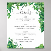 menu drinken waterverf greenery foliage bruiloft poster (Voorkant)
