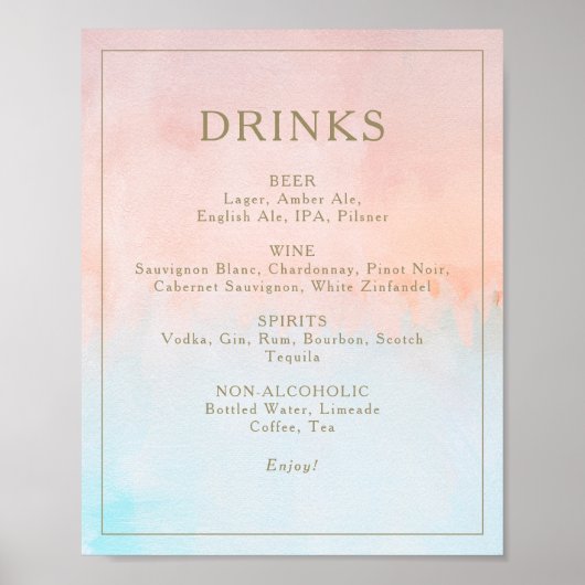 Menu drinken zomerzonsondergang poster (Voorkant)