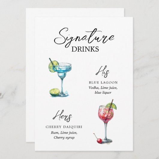 Menu Drinks de Assinatura em Aquarela (Voorkant / Achterkant)