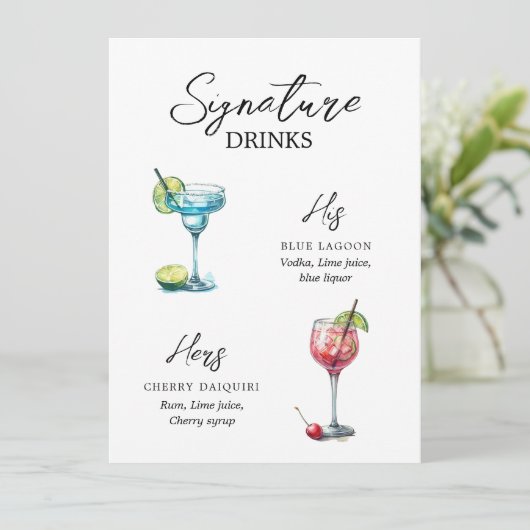 Menu Drinks de Assinatura em Aquarela (Staand voorkant)