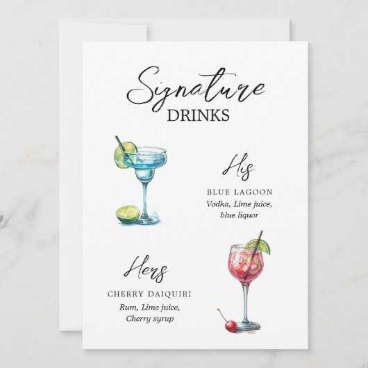 Menu Drinks de Assinatura em Aquarela (Voorkant)