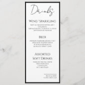 Menú Drinks Minimal Bordes Negros Boda Elegante  Menu (Voorkant)
