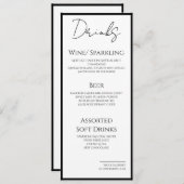 Menú Drinks Minimal Bordes Negros Boda Elegante  Menu (Voorkant / Achterkant)