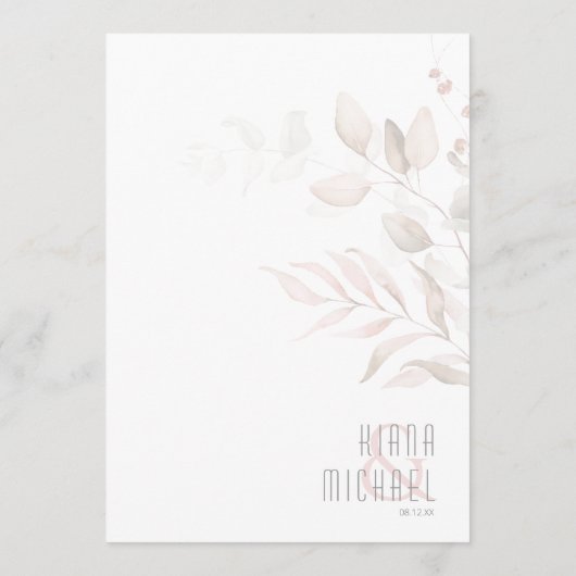 Menu Droge oliage Wedding V2 Blush Pink ID817 (Achterkant)