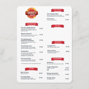 Menu "Drumpf's Diner"