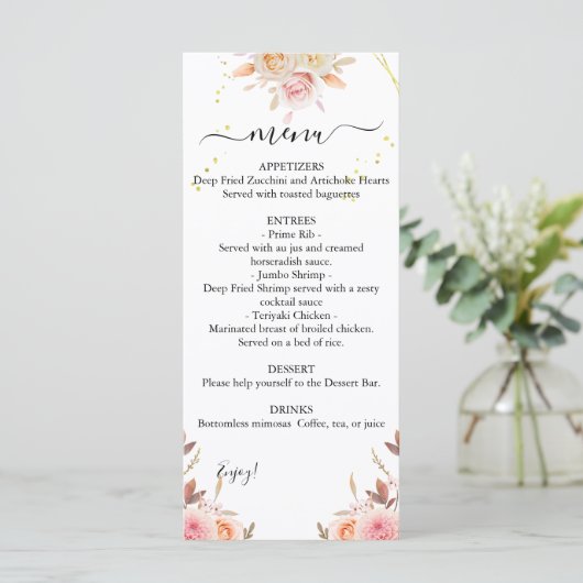 Menu Dual Dahlia en Rozen Weddenschappen (Staand voorkant)