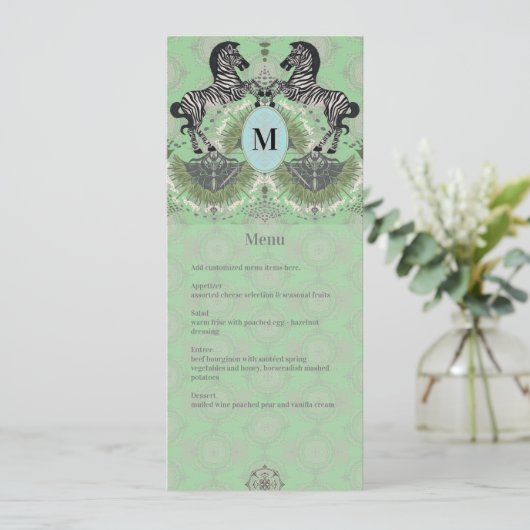 Menu Dueling Zebra-monogram (Staand voorkant)