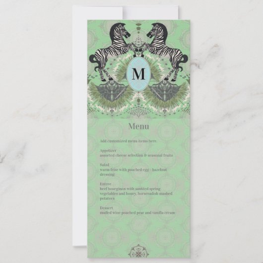 Menu Dueling Zebra-monogram (Voorkant)