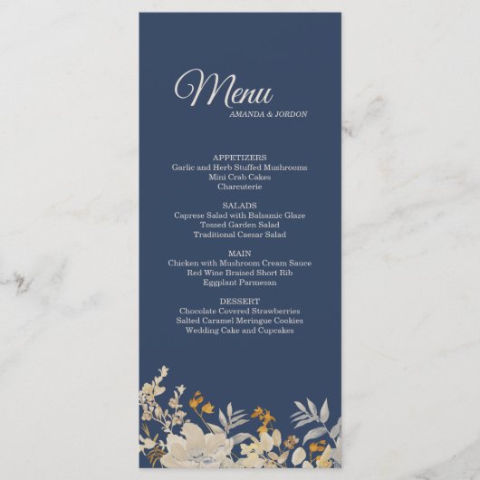 Menu Dusty Blue Autumn Boho Wedding (Voorkant)