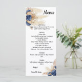 Menu Dusty Blue en Pampas Floral Vrijgezellenfeest (Staand voorkant)