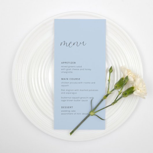 Menu Dusty Blue Wedding Reception