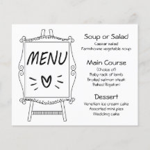 Menu Easel Sign Black and White Wedparty