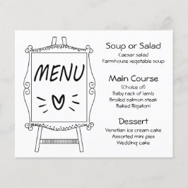 Menu Easel Sign Black and White Wedparty
