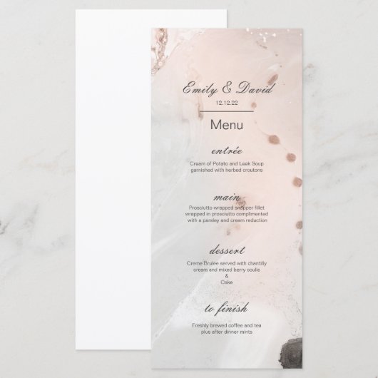 Menu Editable, Wedding Menu, Baby shower, Bridal (Voorkant / Achterkant)