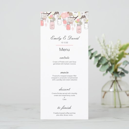 Menu Editable, Wedding Menu, Baby shower, Bridal (Staand voorkant)