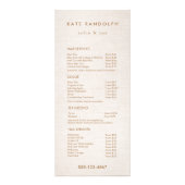 Menu Eenvoudig beige Salon Spa Price List Service (Voorkant)