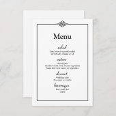 Menu Eenvoudig zwart-withuwelijk van Classy Kaart (Voorkant / Achterkant)
